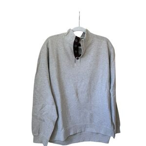 Tasso Elba Light Gray Quarter-Zip Sweater with Dark Button Placket